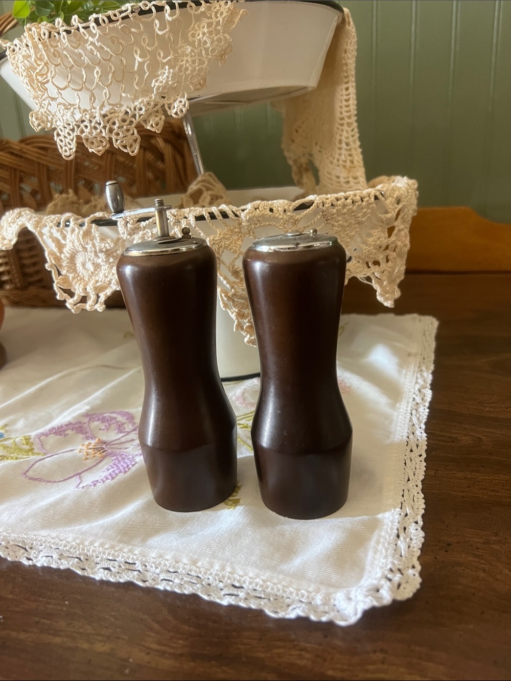 Dark Brown Wooden Salt and Pepper Shakers Set